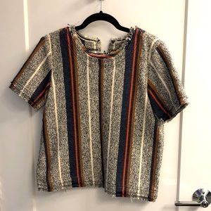 Multicolor print/strip blouse